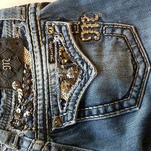 Jeweled distressed jeans